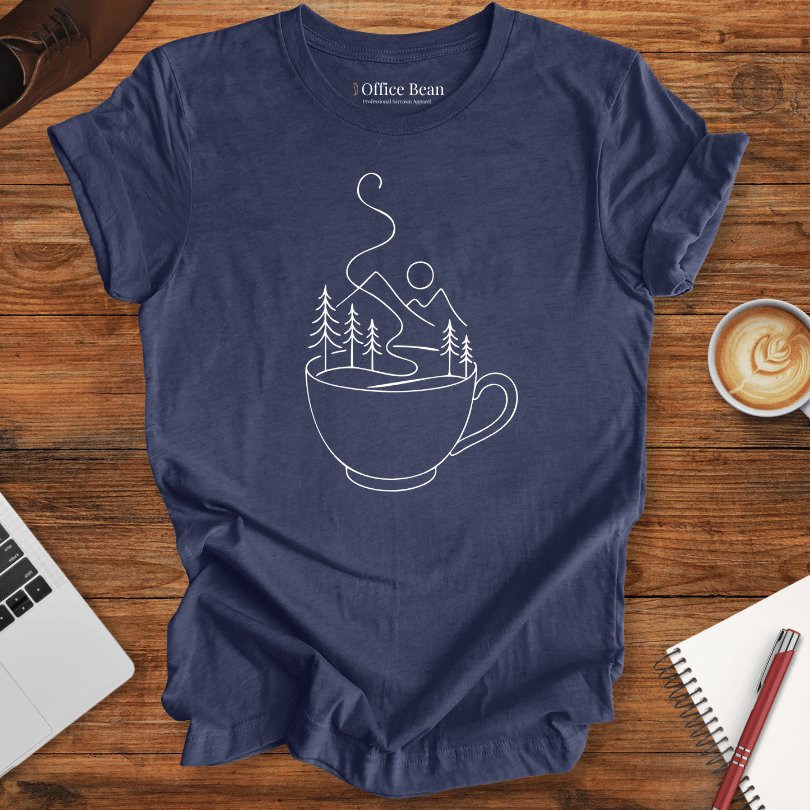 Line art Coffee turns into Nature T-Shirt