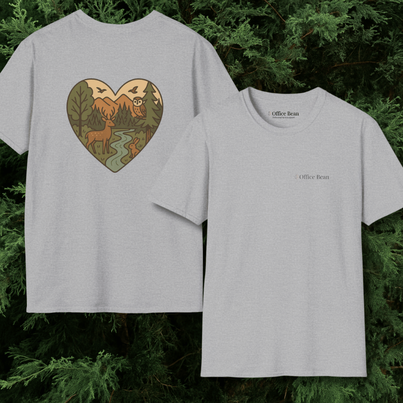 Forest Animals Heartshape Backprint T-Shirt