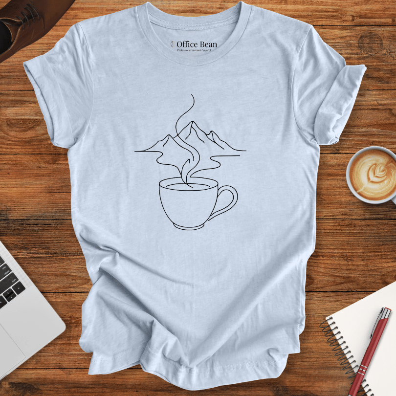 Line art Coffee and Mountains T-Shirt