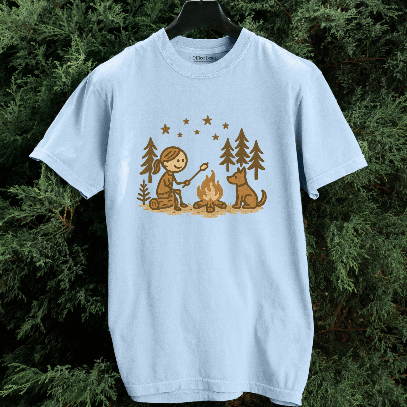 Girl Camp and Fireside Dog Friend T-shirt