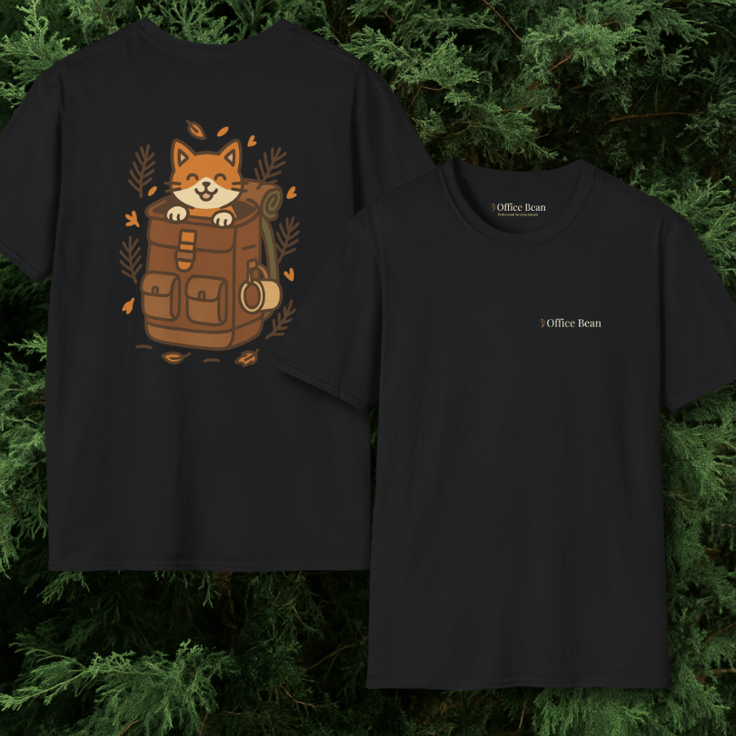 Backpack Cat Explorer Backprint T-Shirt
