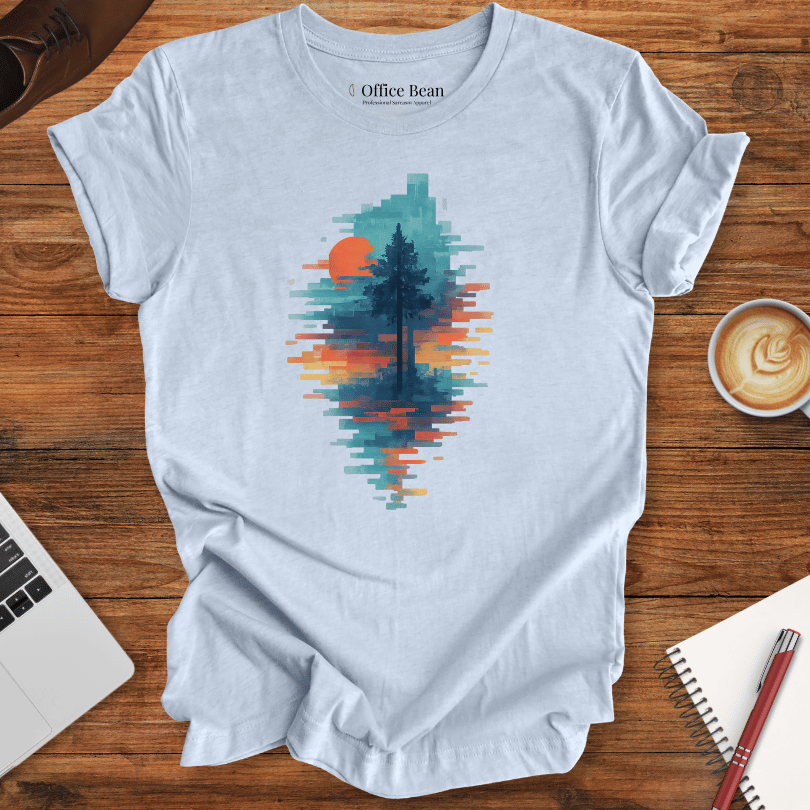 Pixel Forest Nature Glitch T-Shirt