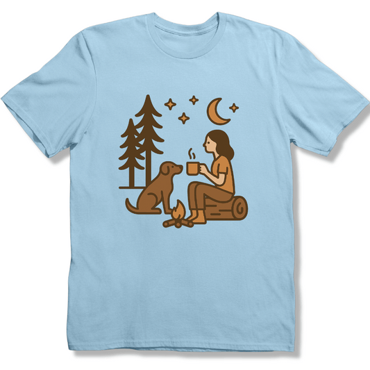 Campfire Coffee night with Pup T-shirt