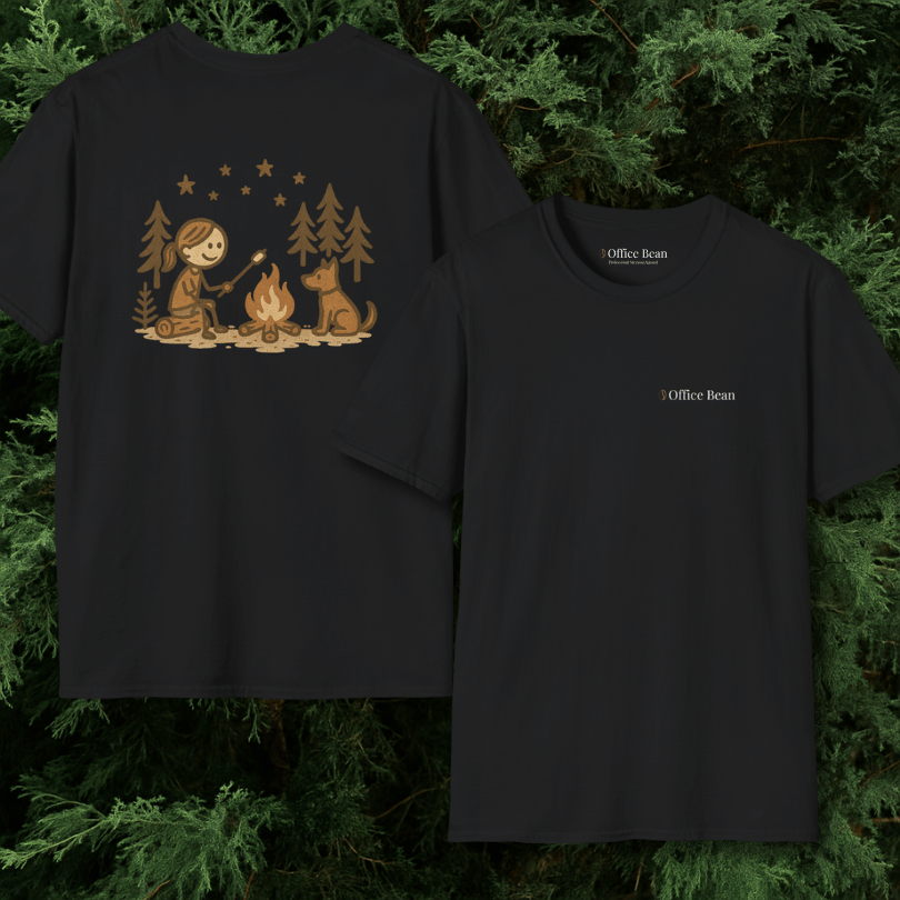 Girl Camp and Fireside Dog Backprint T-Shirt