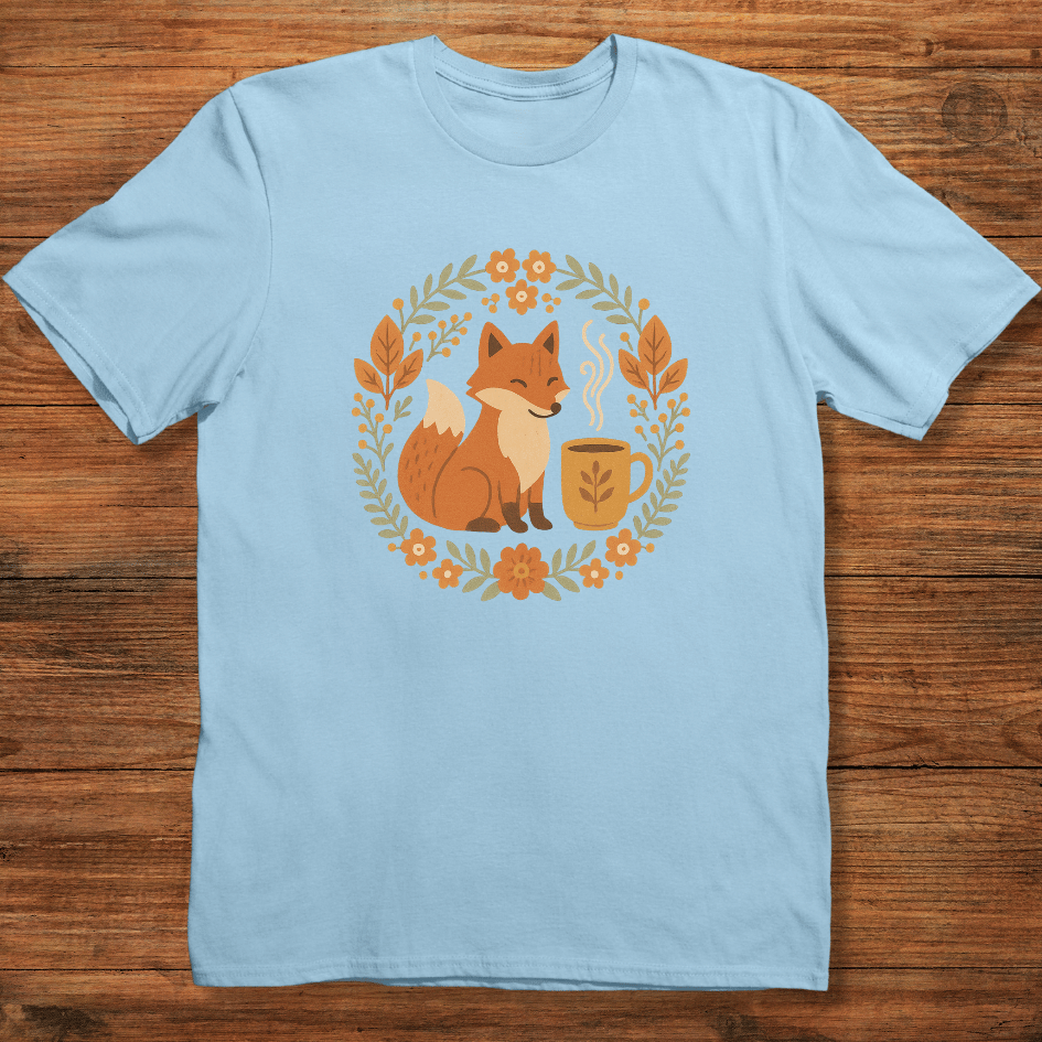 Fox and Coffee Wreath T-shirt