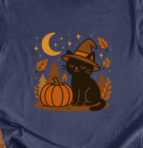 Witch Cat & Pumpkin Nights T-shirt