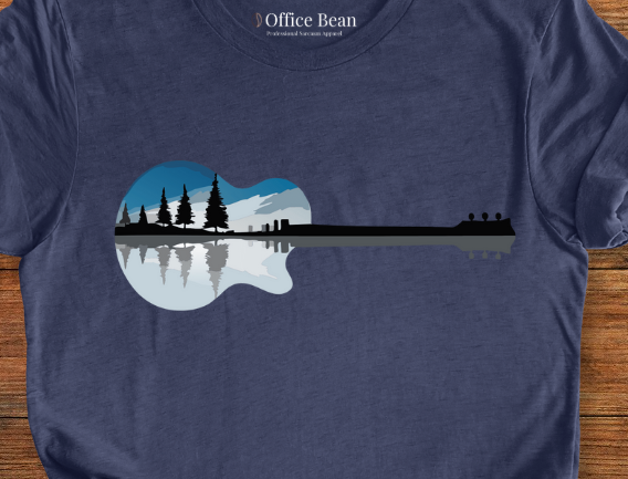 City and Lake Landscape, Guitar T-Shirt