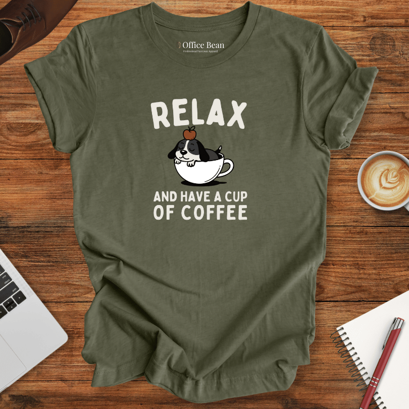 Relax and Coffee Dog T-Shirt