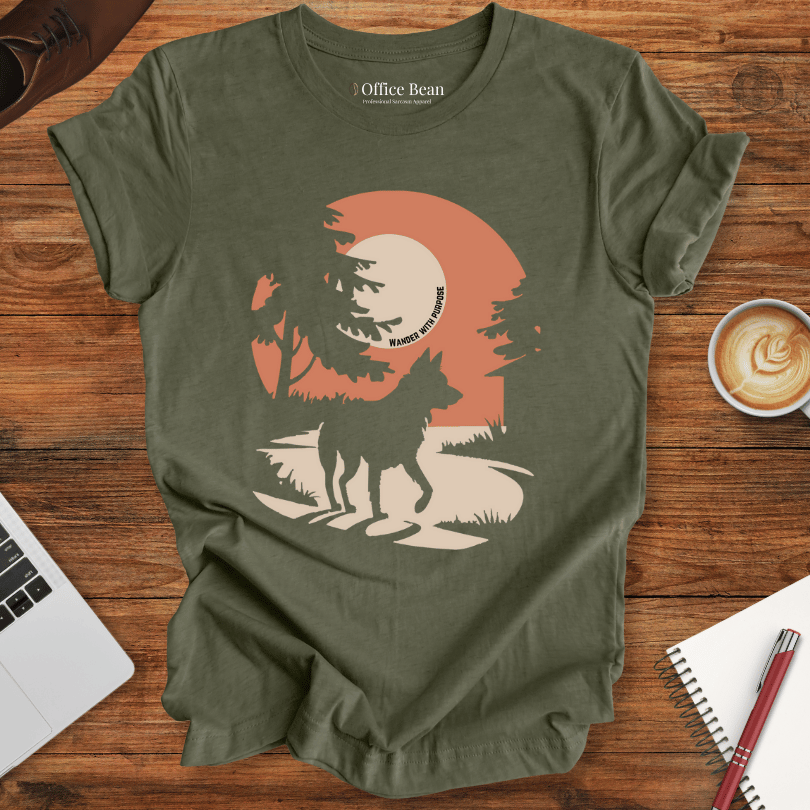 Wander With Purpose, Sunset Dog T-Shirt