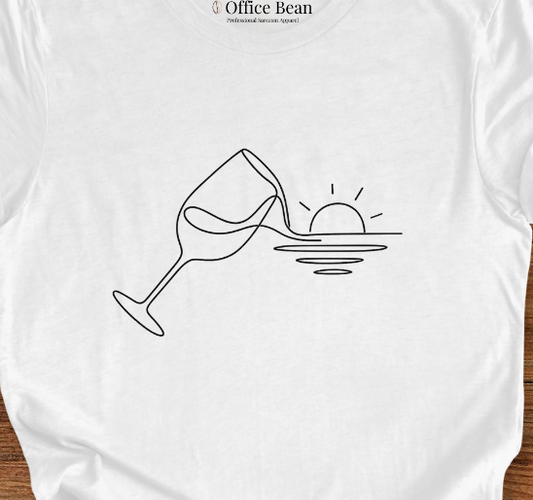 Line art Wine spilling Sunset T-Shirt