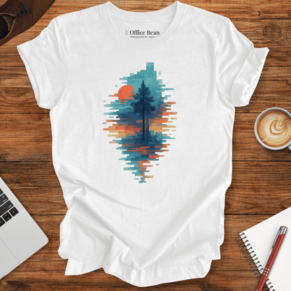 Pixel Forest Nature Glitch T-Shirt