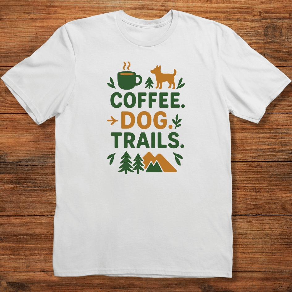 Coffee. Dog. Trails T-shirt