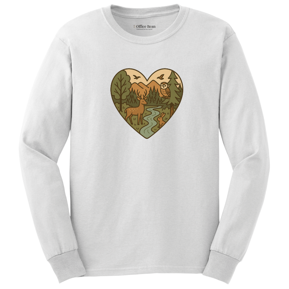 Forest Animals Heart Long Sleeve T-shirt