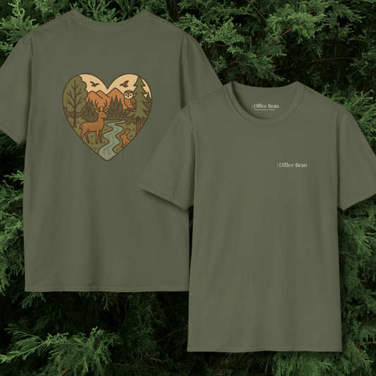 Forest Animals Heartshape Backprint T-Shirt