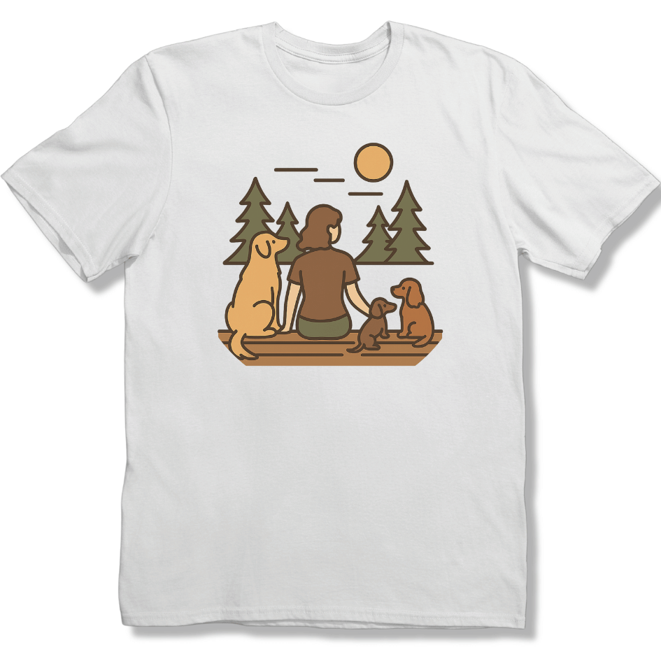 Forest Bench with Dogs T-shirt