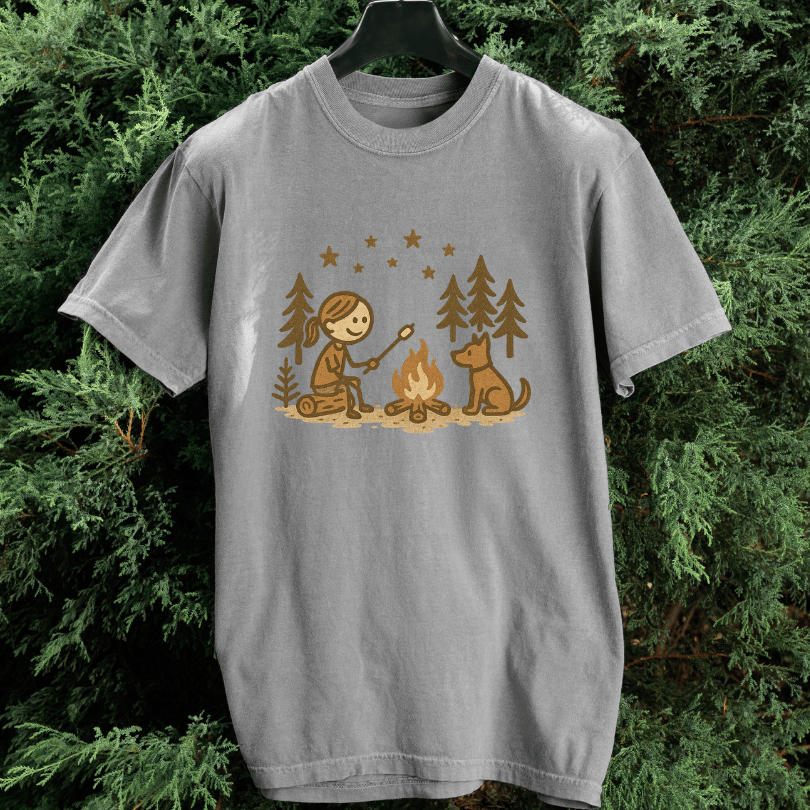 Girl Camp and Fireside Dog Friend T-shirt