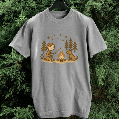 Girl Camp and Fireside Dog Friend T-shirt