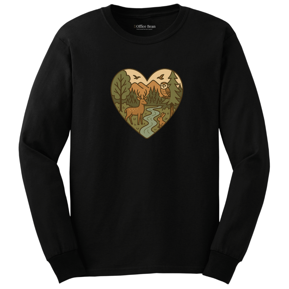 Forest Animals Heart Long Sleeve T-shirt