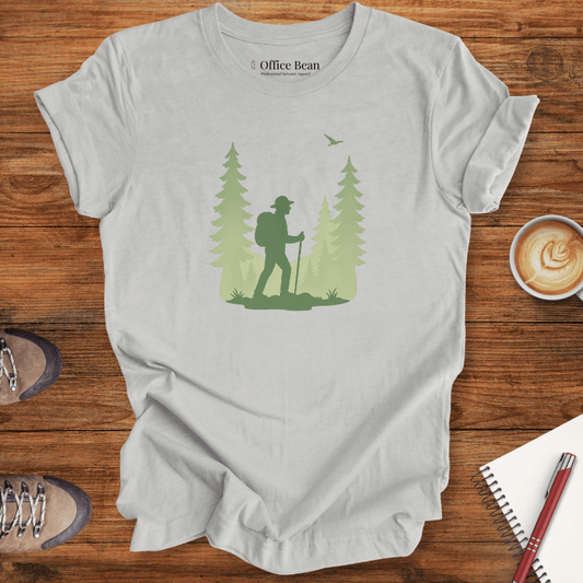 Silhouette Hiker in Pine Forest T-shirt