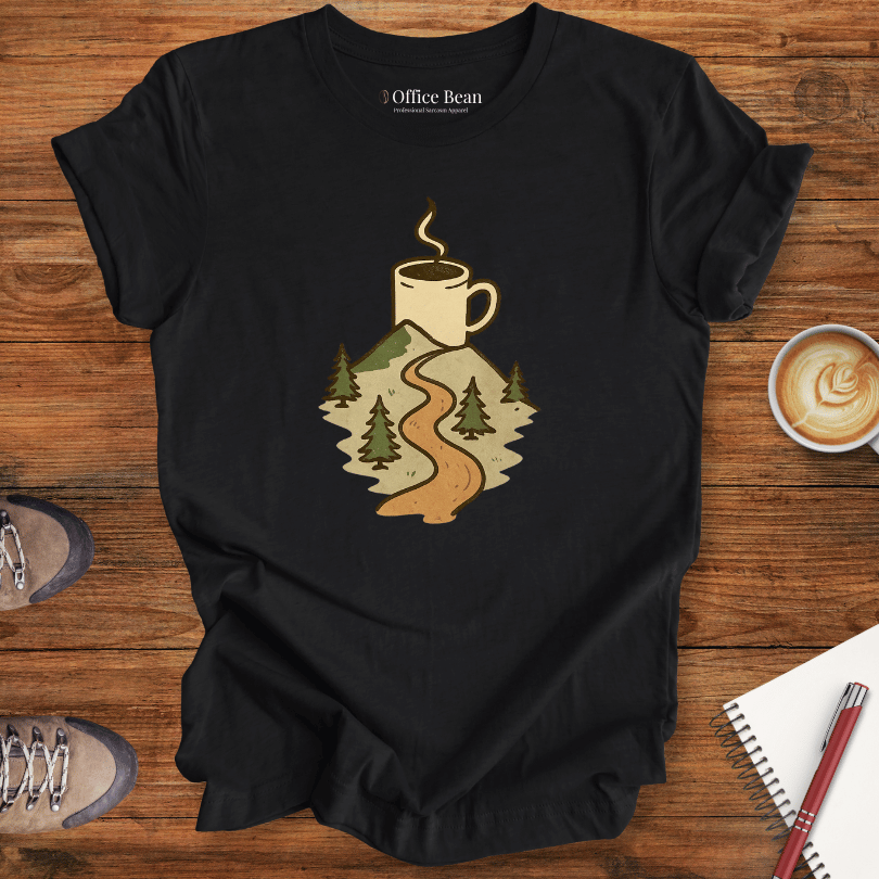 Lineart Hiker with Bird and Trees T-shirt