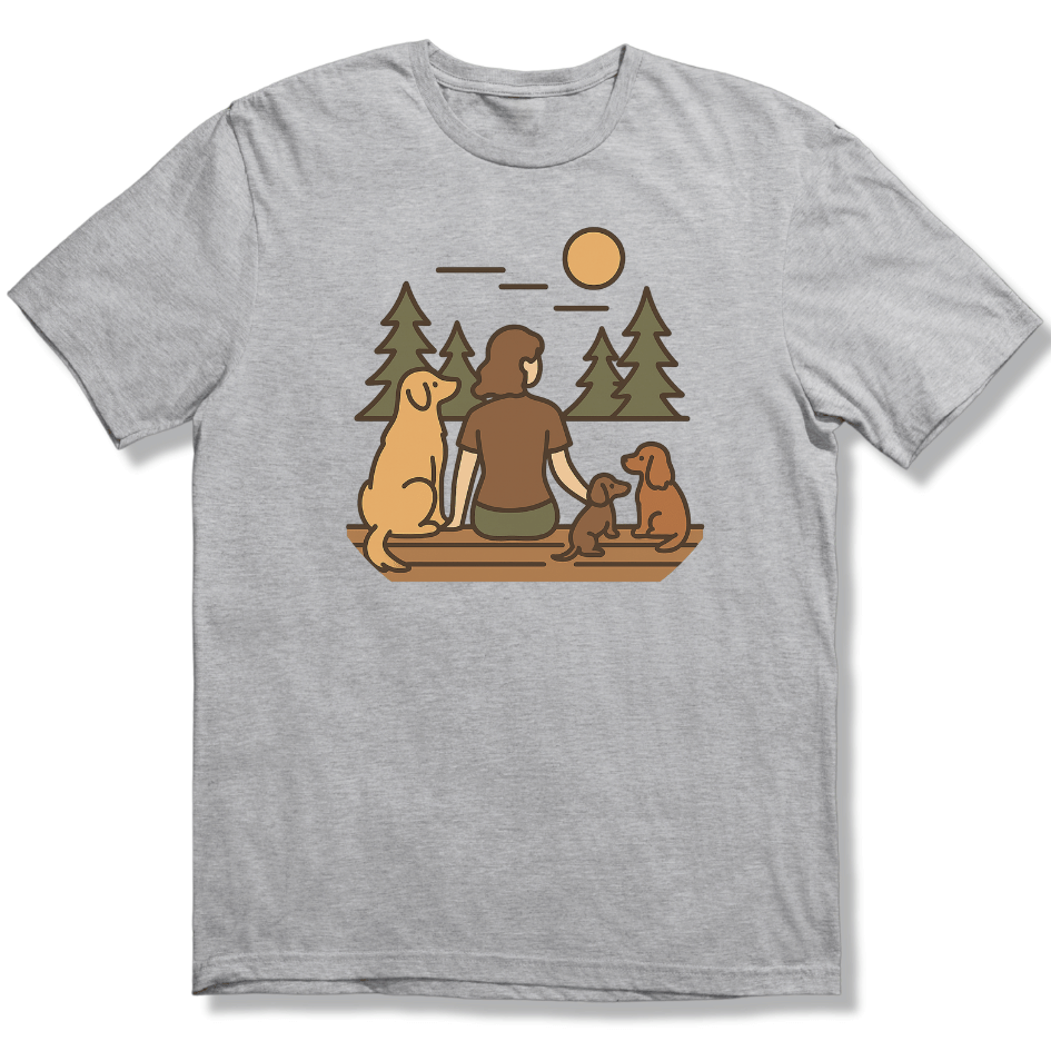 Forest Bench with Dogs T-shirt