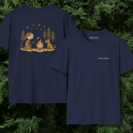 Girl Camp and Fireside Dog Backprint T-Shirt