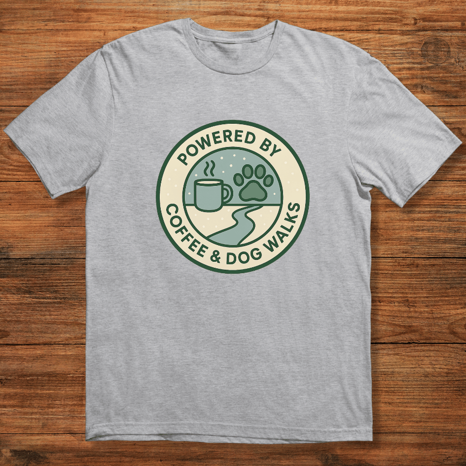 Powered by Coffee & Dog Walks T-shirt