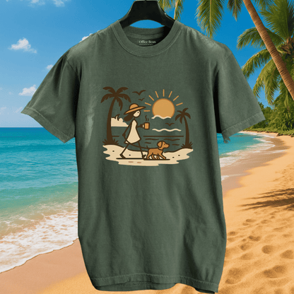 Beach Sunrise, Coffee & Dog Walks T-shirt
