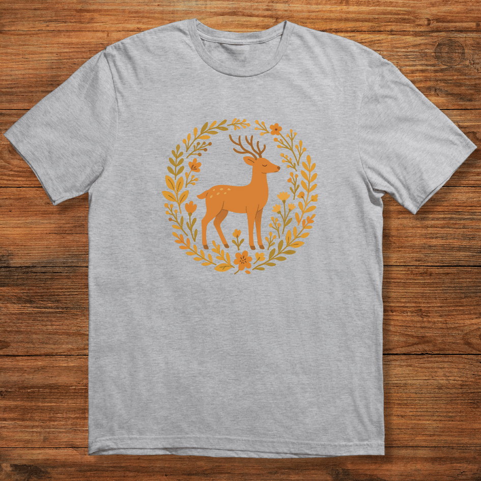 Deer in Floral Ring T-shirt