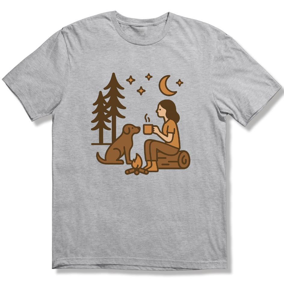 Campfire Coffee night with Pup T-shirt