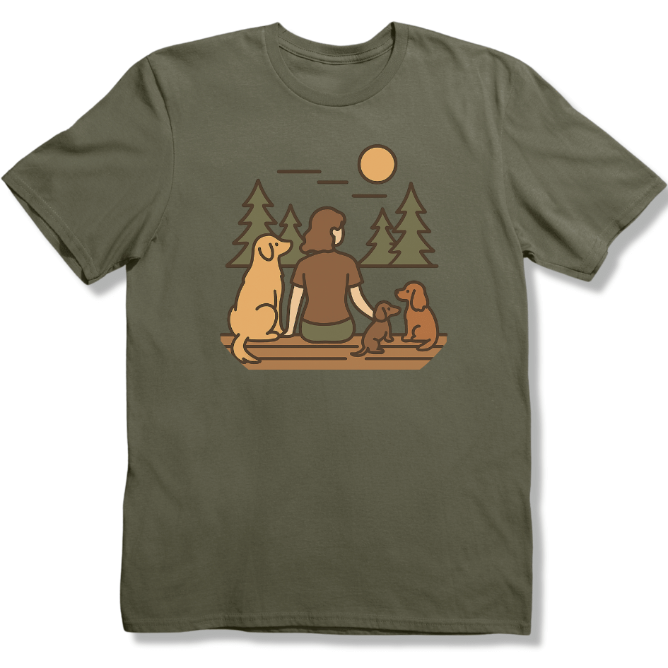Forest Bench with Dogs T-shirt