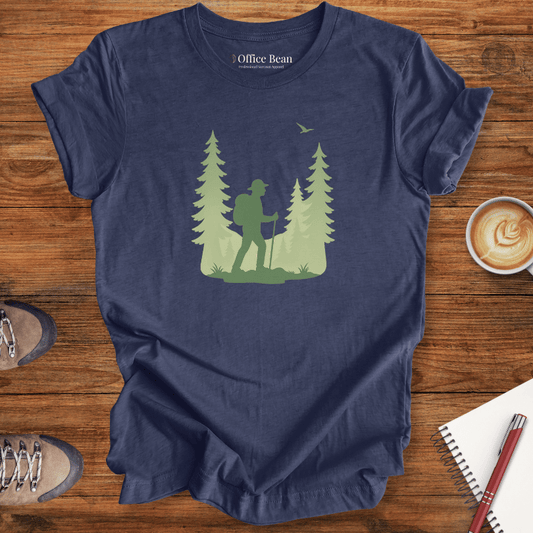 Silhouette Hiker in Pine Forest T-shirt