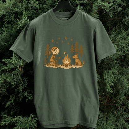 Girl Camp and Fireside Dog Friend T-shirt