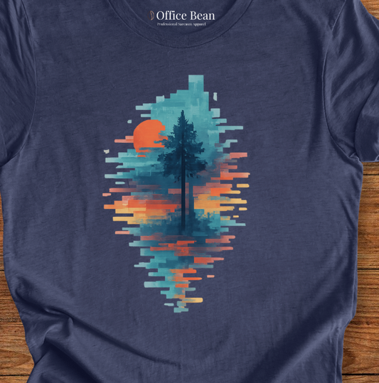 Pixel Forest Nature Glitch T-Shirt