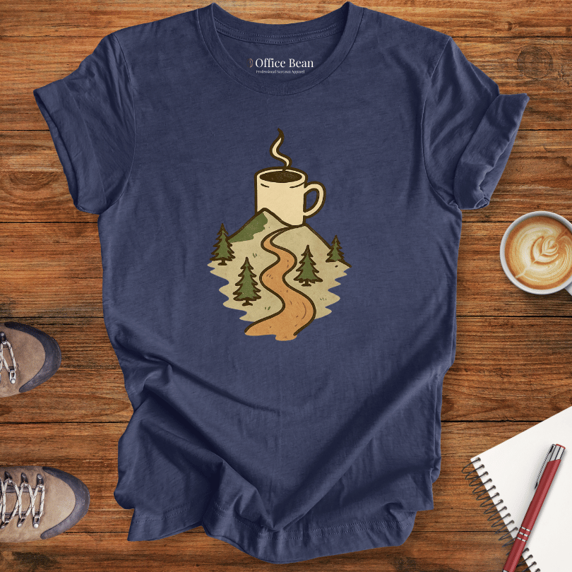 Lineart Hiker with Bird and Trees T-shirt