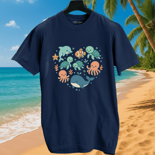 Ocean Animals Heartshape T-shirt