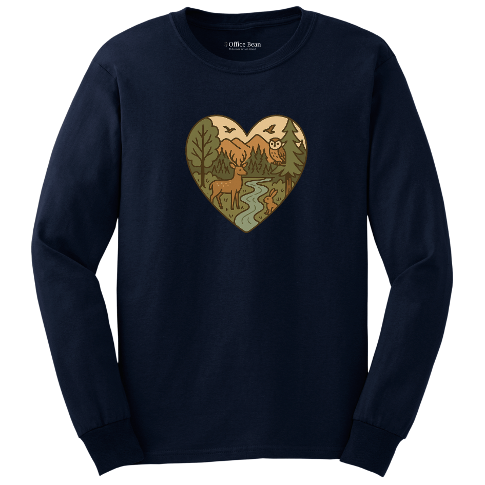 Forest Animals Heart Long Sleeve T-shirt