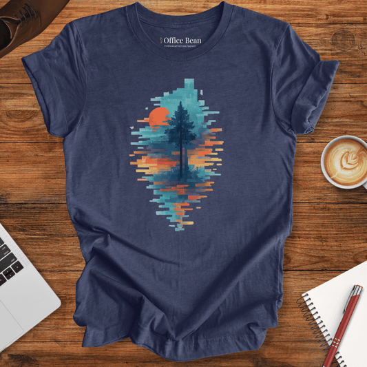 Pixel Forest Nature Glitch T-Shirt