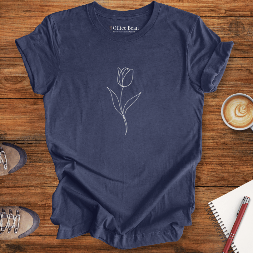 Single Tulip Line Art T-shirt