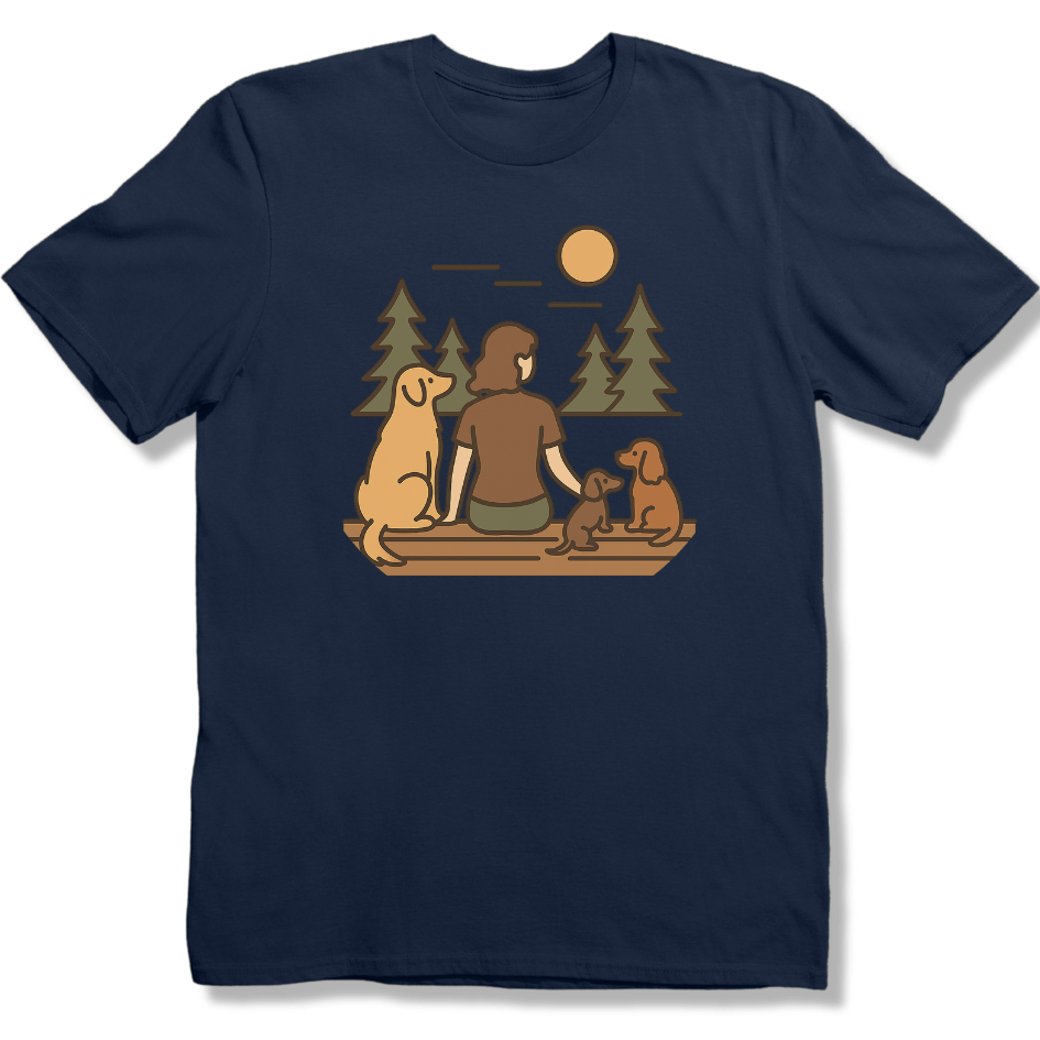 Forest Bench with Dogs T-shirt