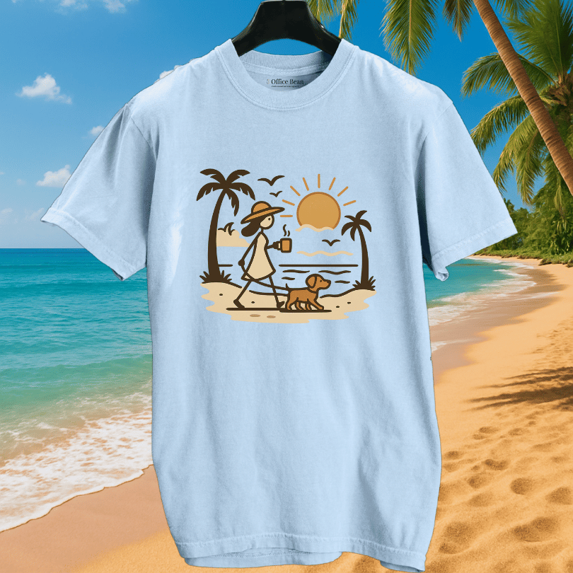 Beach Sunrise, Coffee & Dog Walks T-shirt