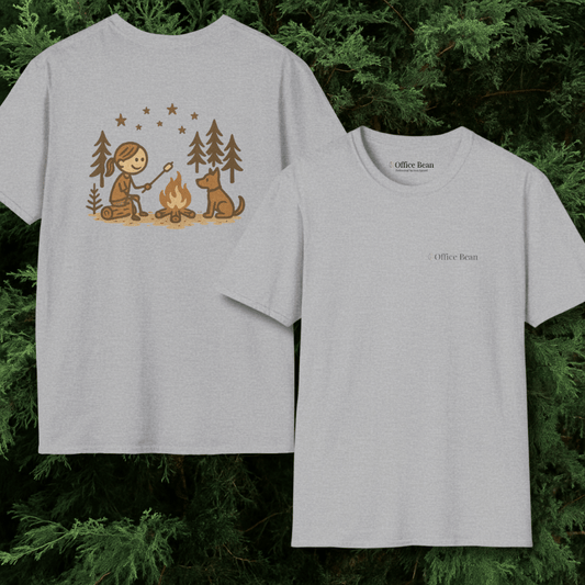 Girl Camp and Fireside Dog Backprint T-Shirt