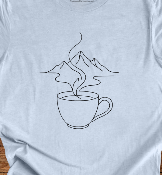 Line art Coffee and Mountains T-Shirt