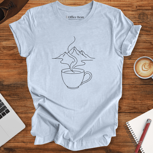 Line art Coffee and Mountains T-Shirt