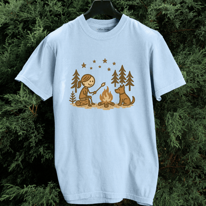 Girl Camp and Fireside Dog Friend T-shirt