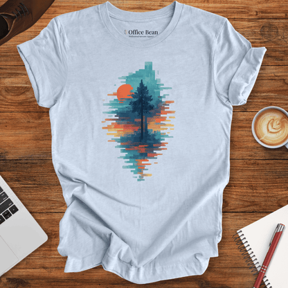 Pixel Forest Nature Glitch T-Shirt