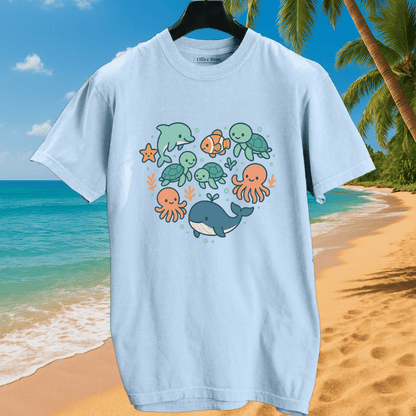 Ocean Animals Heartshape T-shirt
