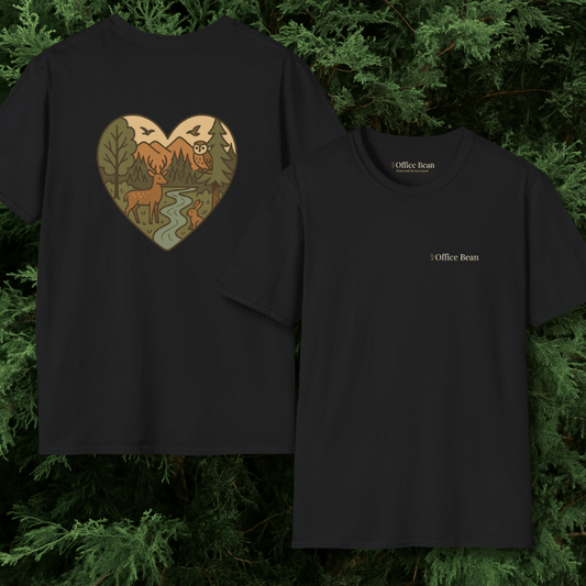 Forest Animals Heartshape Backprint T-Shirt