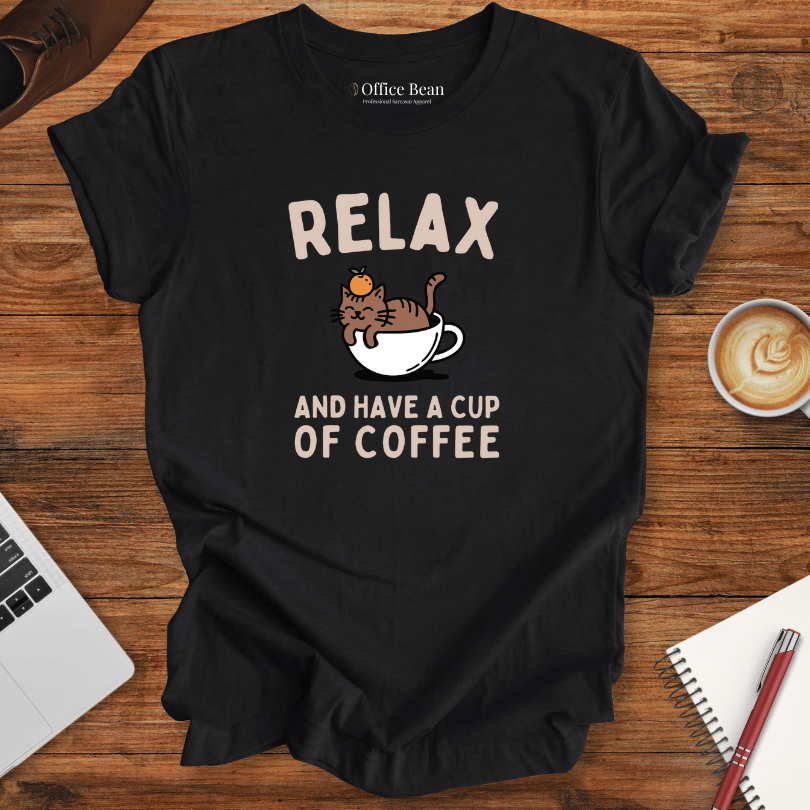 Relax and Coffee Cat T-Shirt