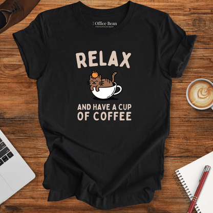 Relax and Coffee Cat T-Shirt